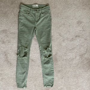 Free People Olive Green Jeans